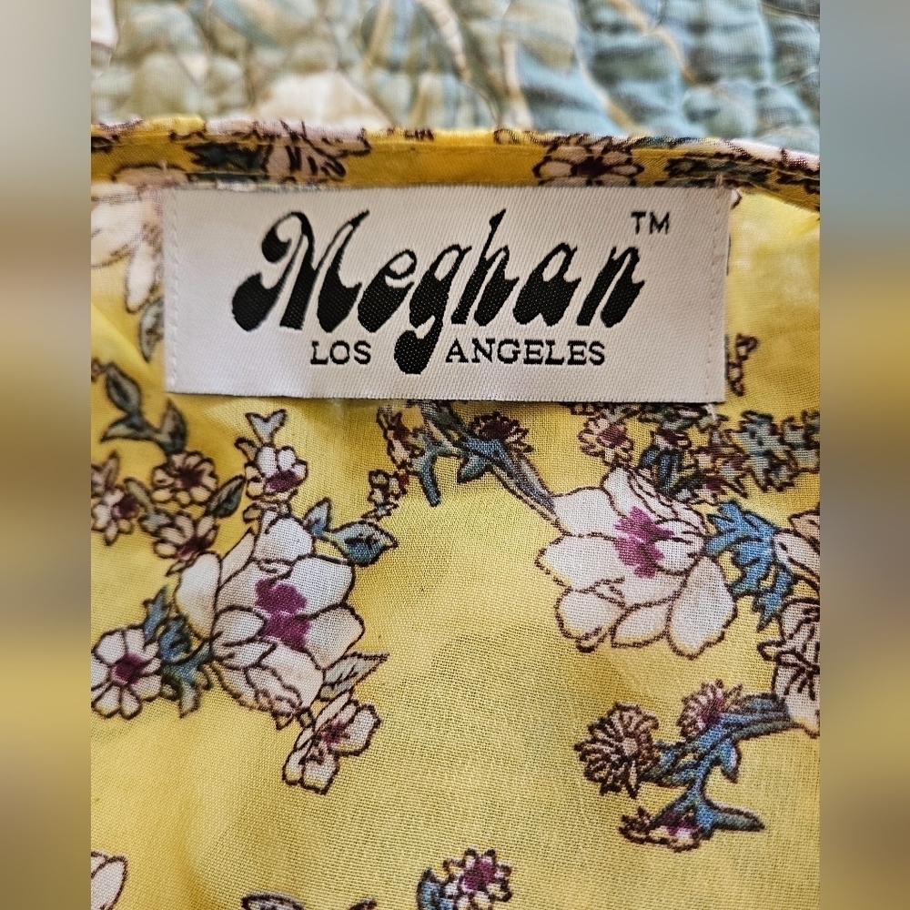 Meghan Los Angeles Yellow Floral High Low Duster Button Front Maxi Top. Med - Picture 5 of 16